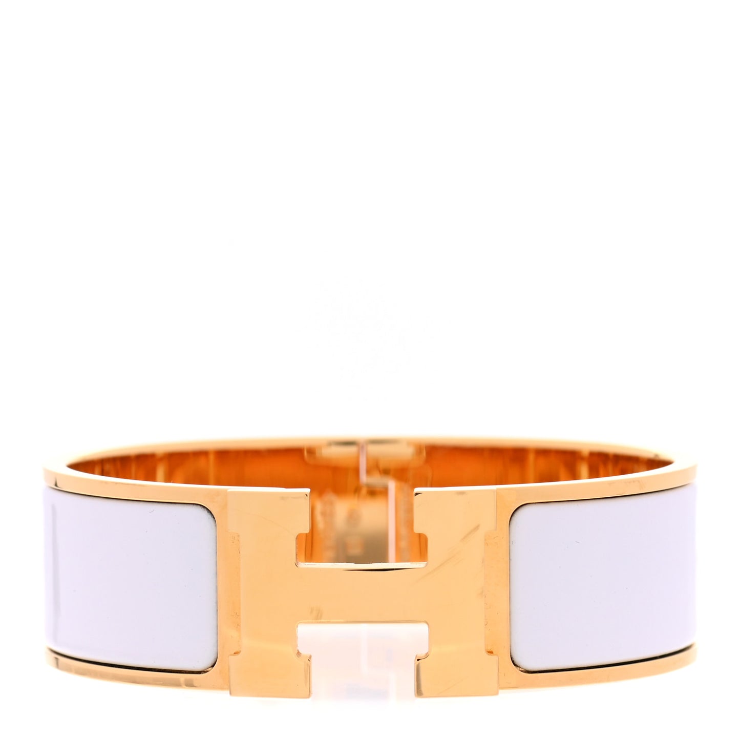 Enamel Wide Clic Clac H Bracelet GM White