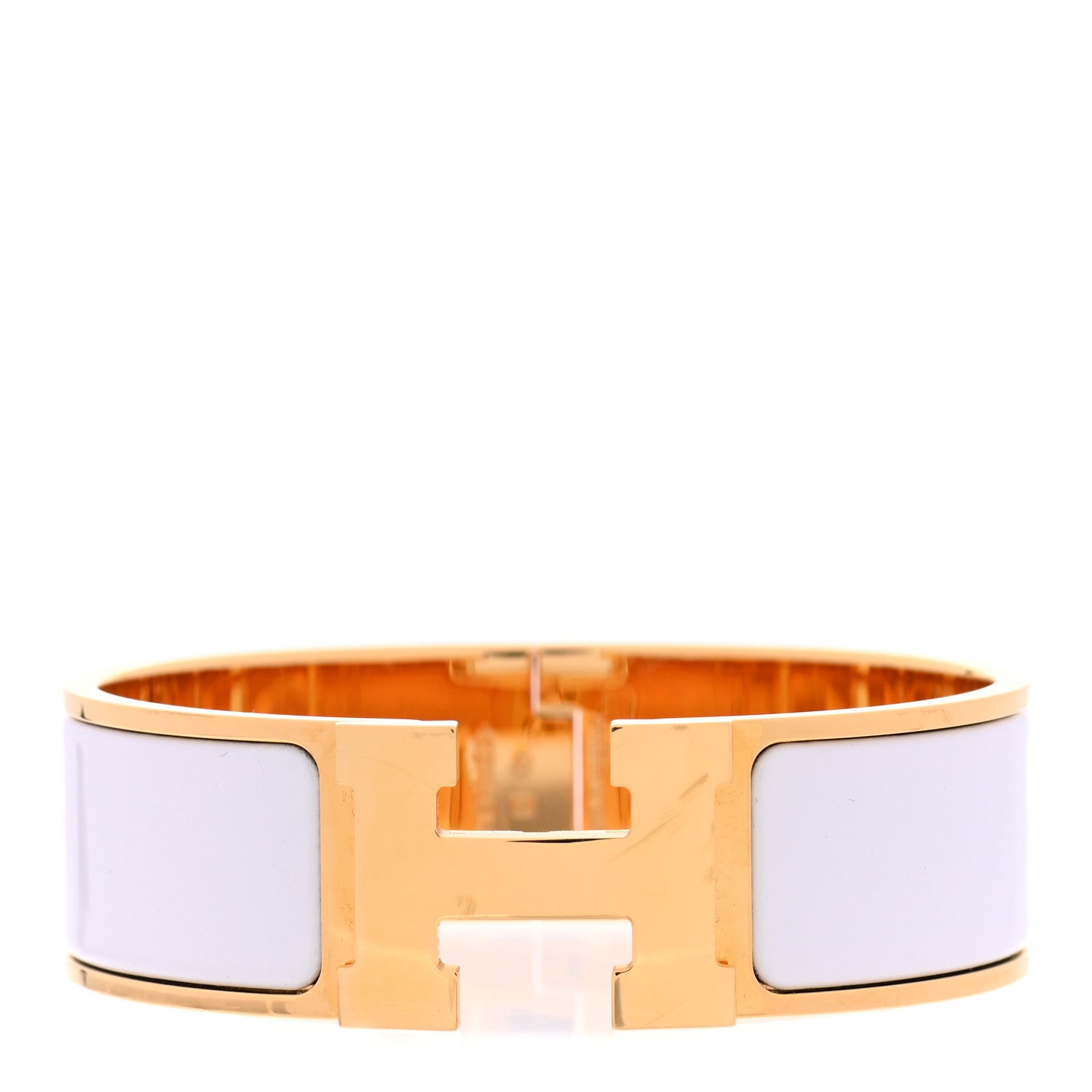 Hermes Enamel Wide Clic Clac H Bracelet GM White 1 of 6