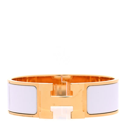 Hermes Enamel Wide Clic Clac H Bracelet GM White 1 of 6