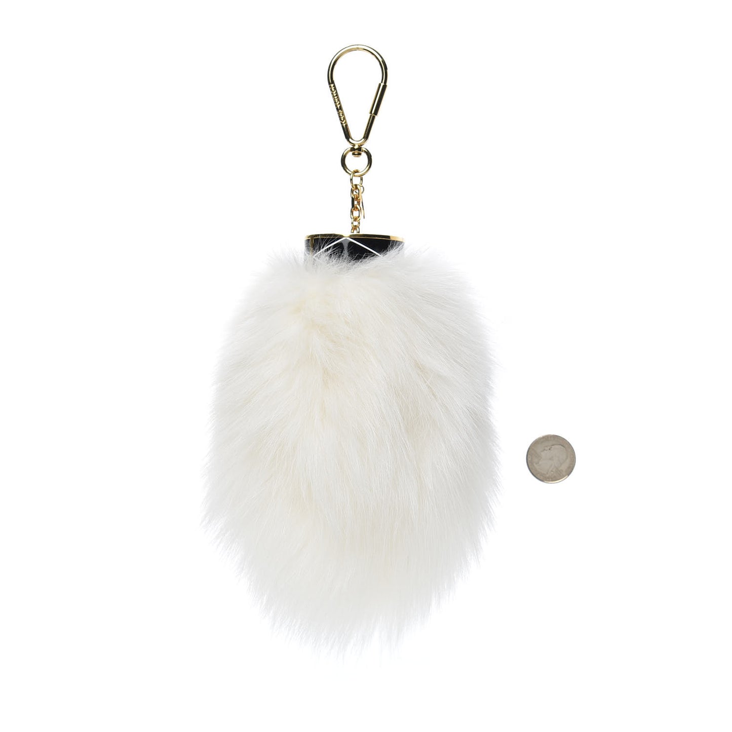 Fox Fur Fuzzy V Bag Charm White