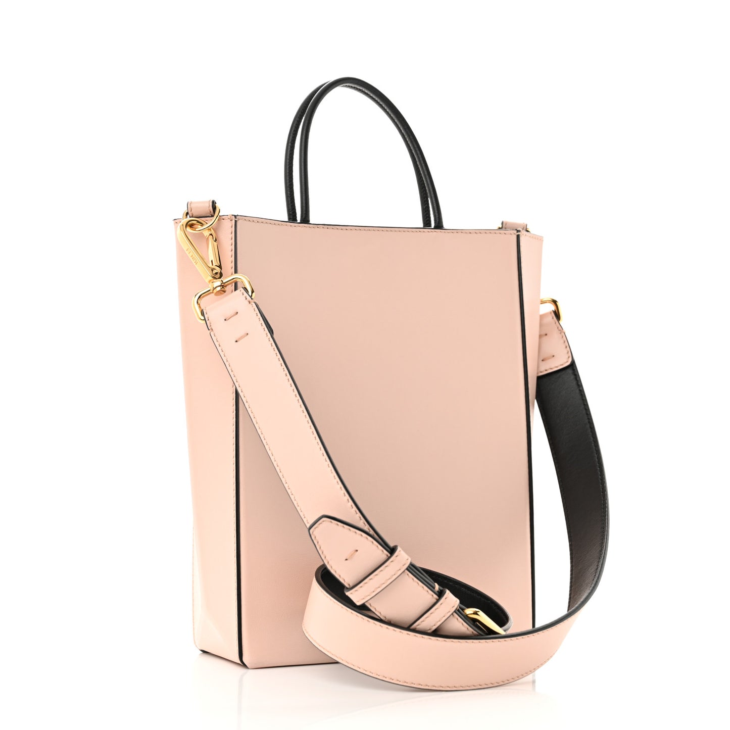 Vitello Fluffy Logo Small Shopping Bag Rosa Quarzo Black