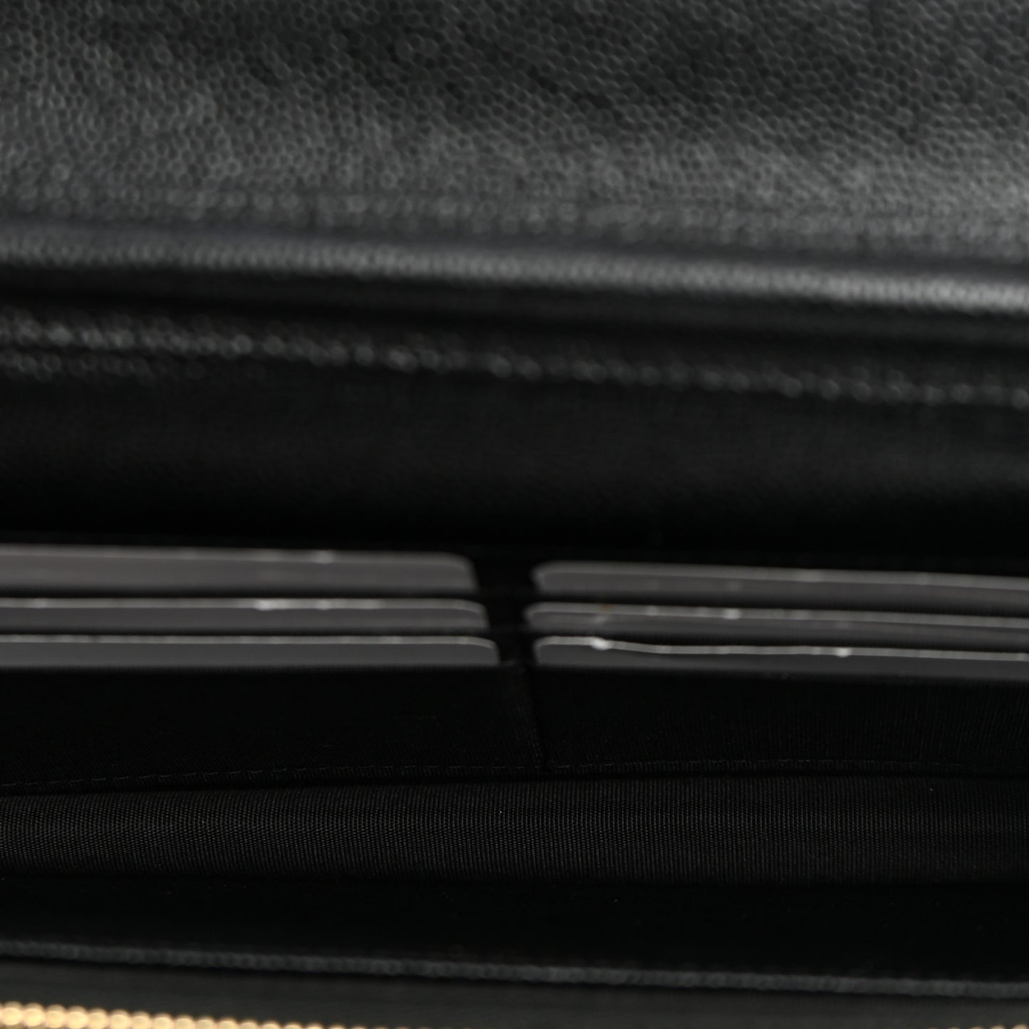 Caviar Quilted Golden Class Wallet On Chain WOC Black
