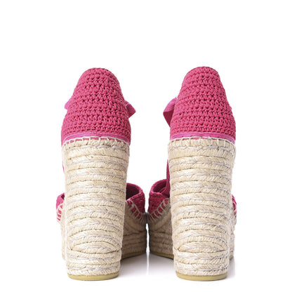 Gucci Cotton Crochet Pearly GG Ankle Wrap Platform Espadrille Wedges 36 Cyclamen Rose 7 of 12