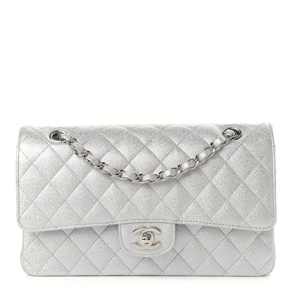 Chanel Glittered Metallic Caviar Quilted Medium Double Flap Silver 1 of 9