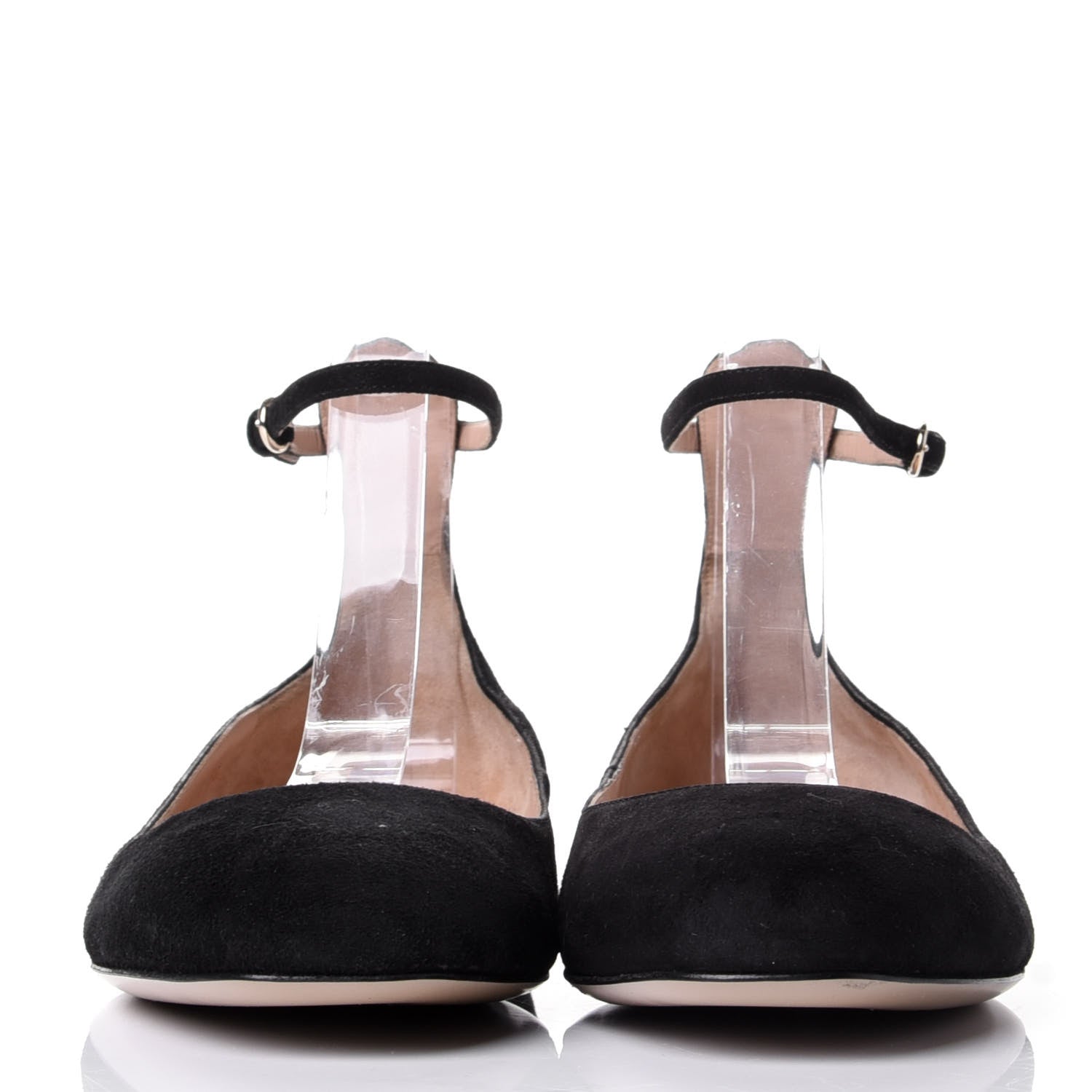 Valentino Garavani Suede Ankle Strap Ballerina Flats 38 Black 2 of 11