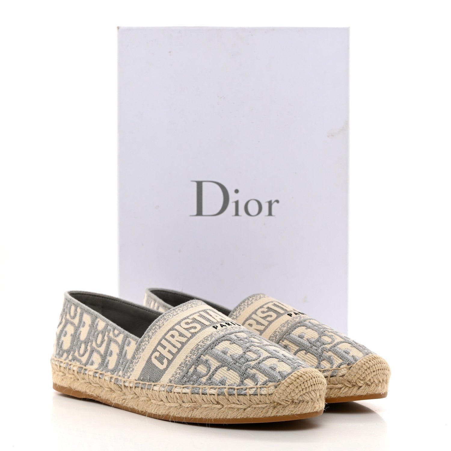 Christian Dior Oblique Embroidered Granville 15mm Espadrilles 37 Grey Stone 9 of 9