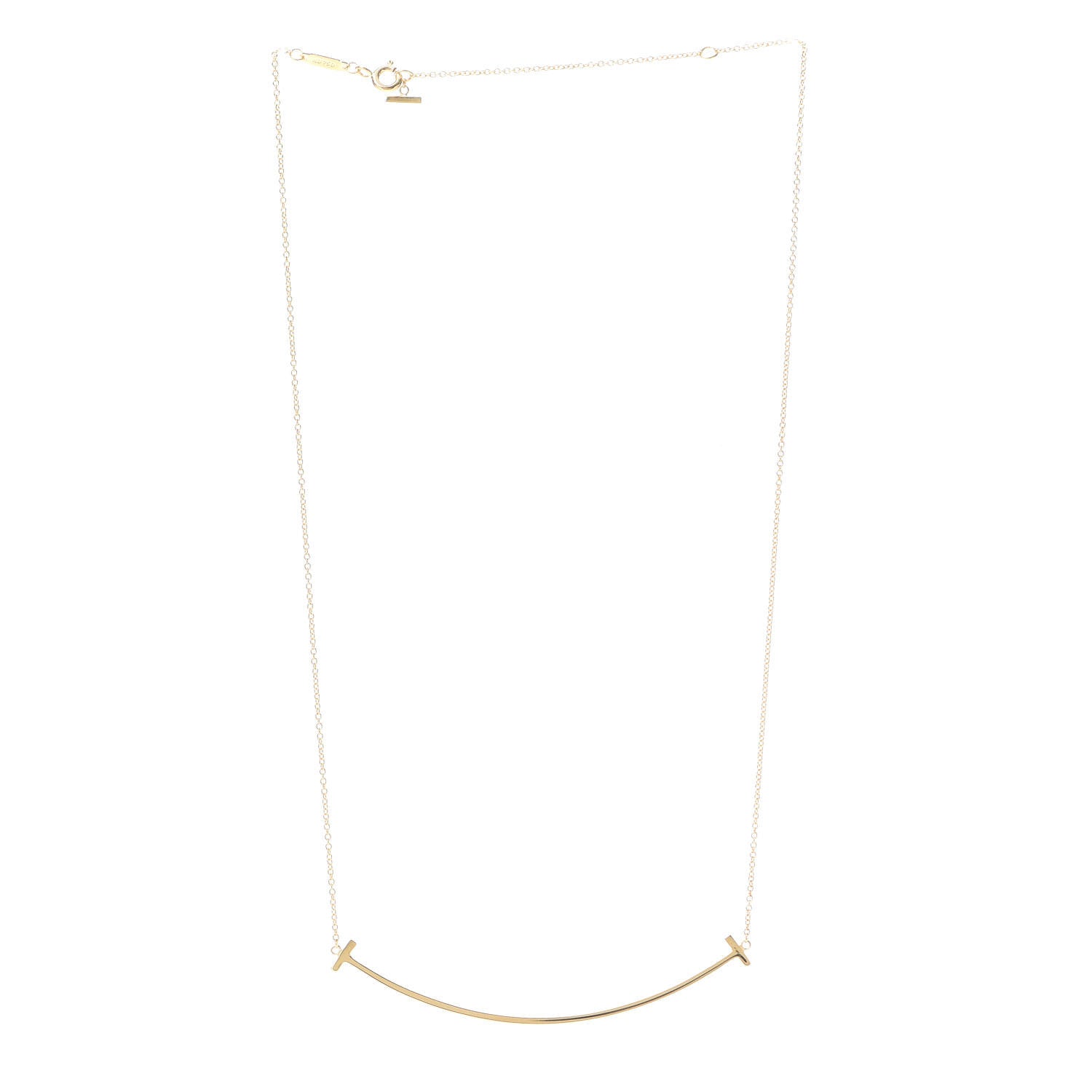Tiffany 18K Yellow Gold Large T Smile Pendant Necklace 3 of 6