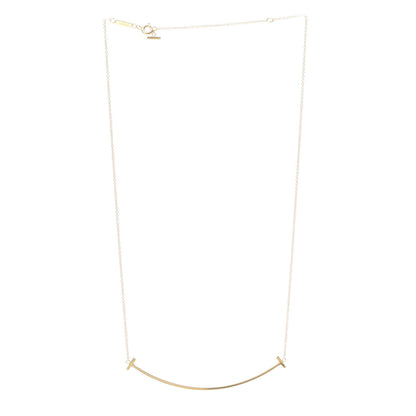 Tiffany 18K Yellow Gold Large T Smile Pendant Necklace 3 of 6