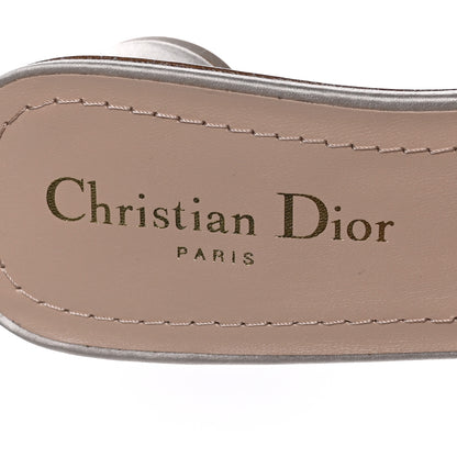 Christian Dior Metallic Satin Embroidered Dway 35mm Slide Sandals 38.5 Pale Gold 7 of 8