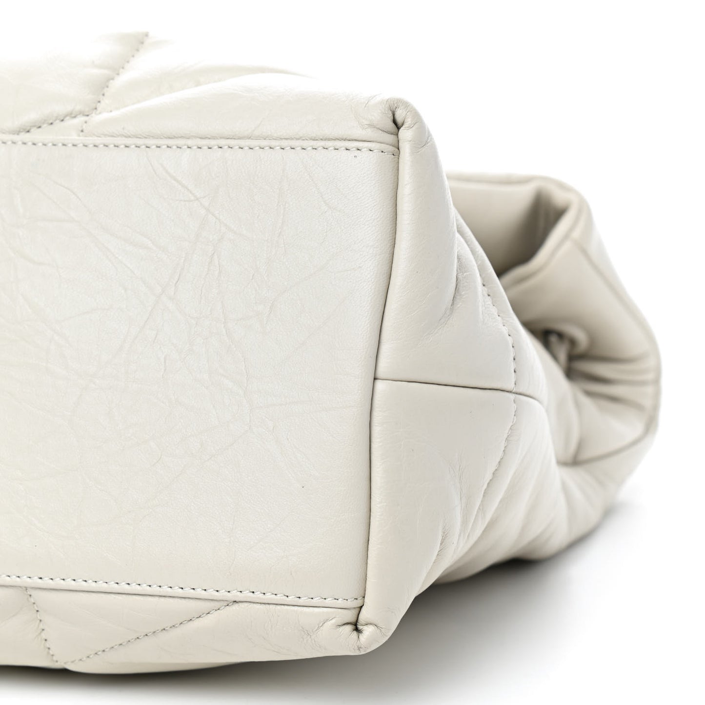 Lambskin Quilted Medium Loulou Puffer Monogram Chain Satchel Blanc Vintage
