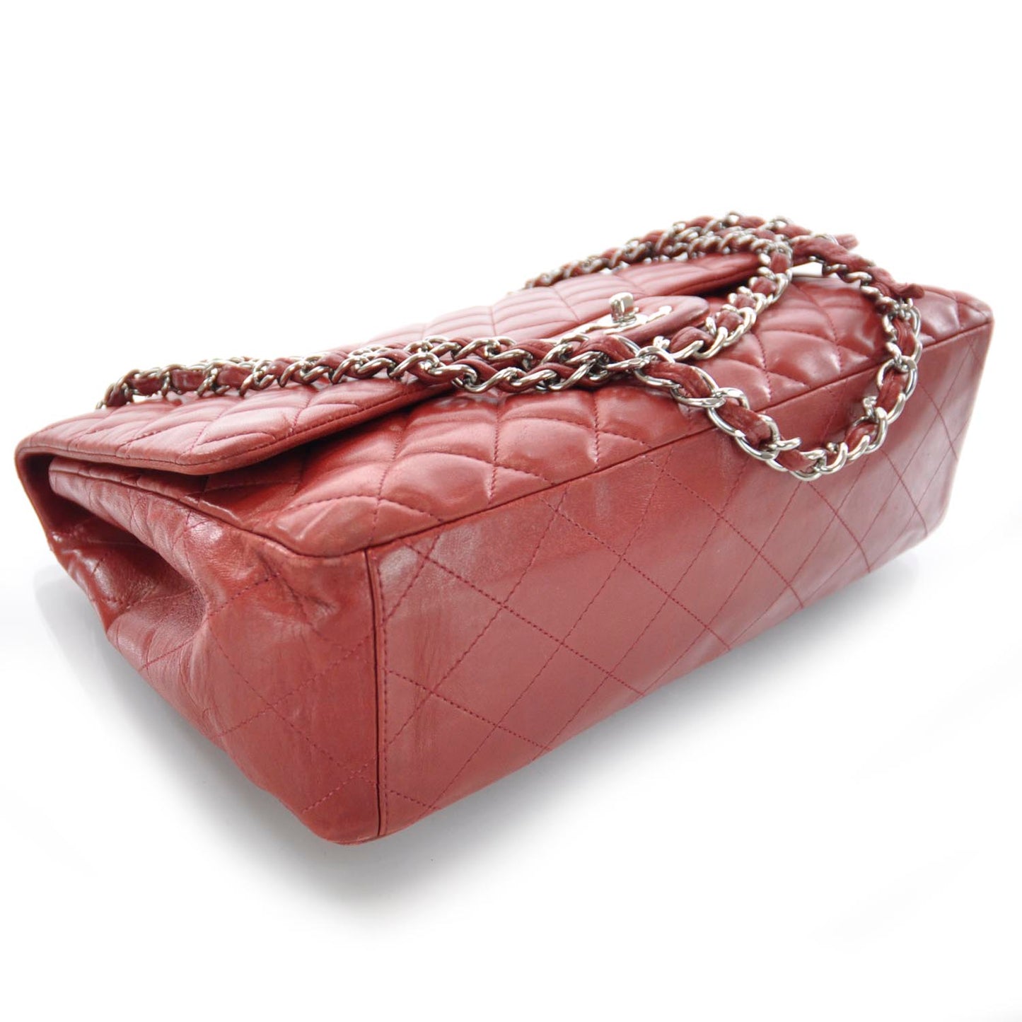 Lambskin Jumbo Single Flap Red