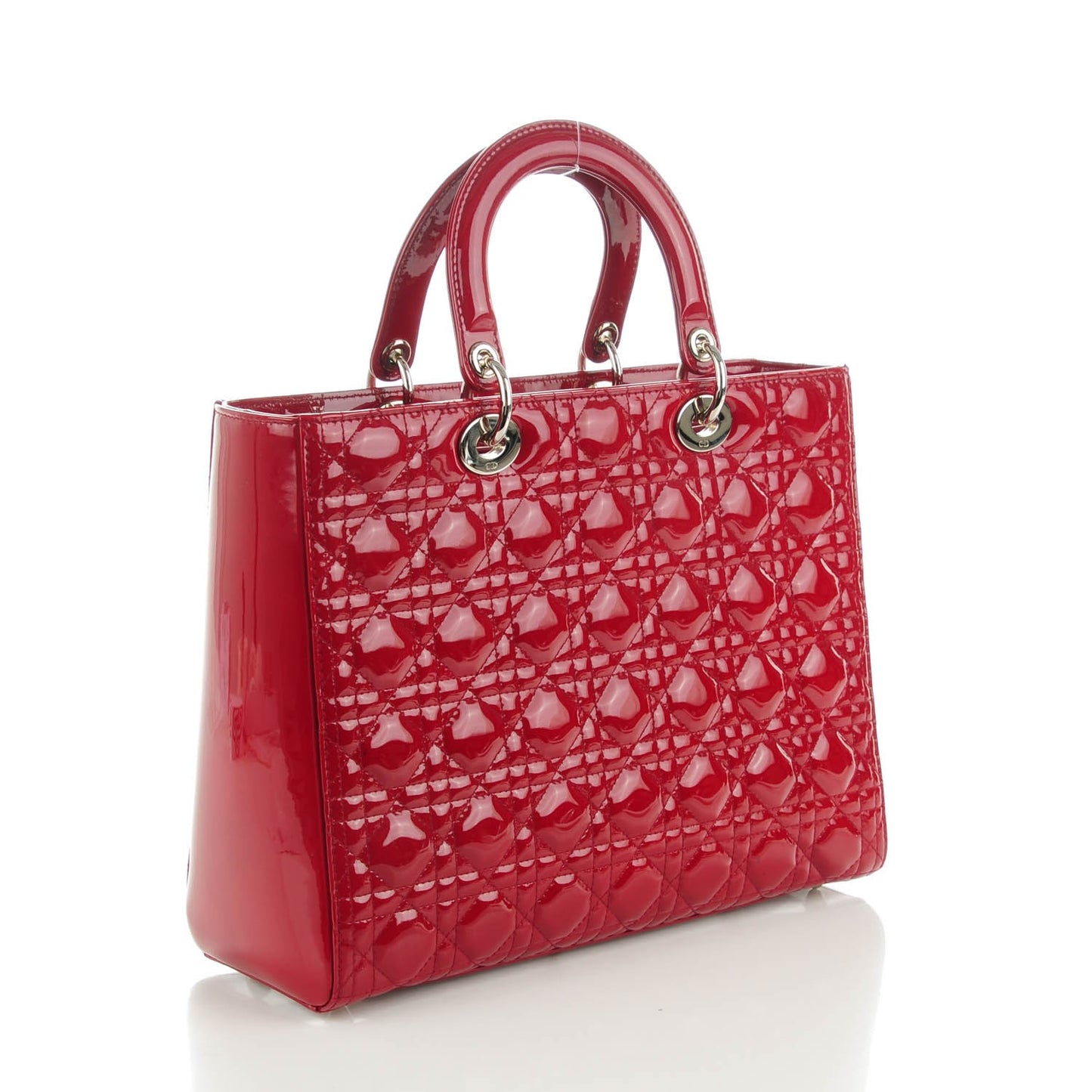 Patent Cannage Large Lady Dior Red