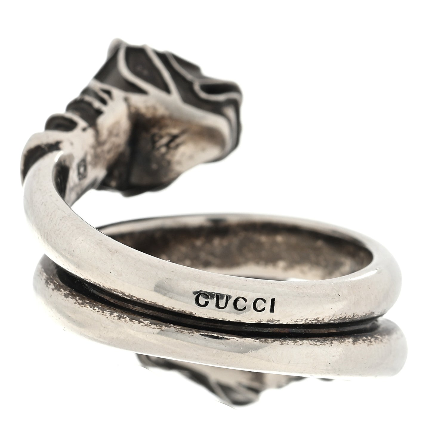 Tiger Heads Double Wrap Ring 59 8.75 Silver