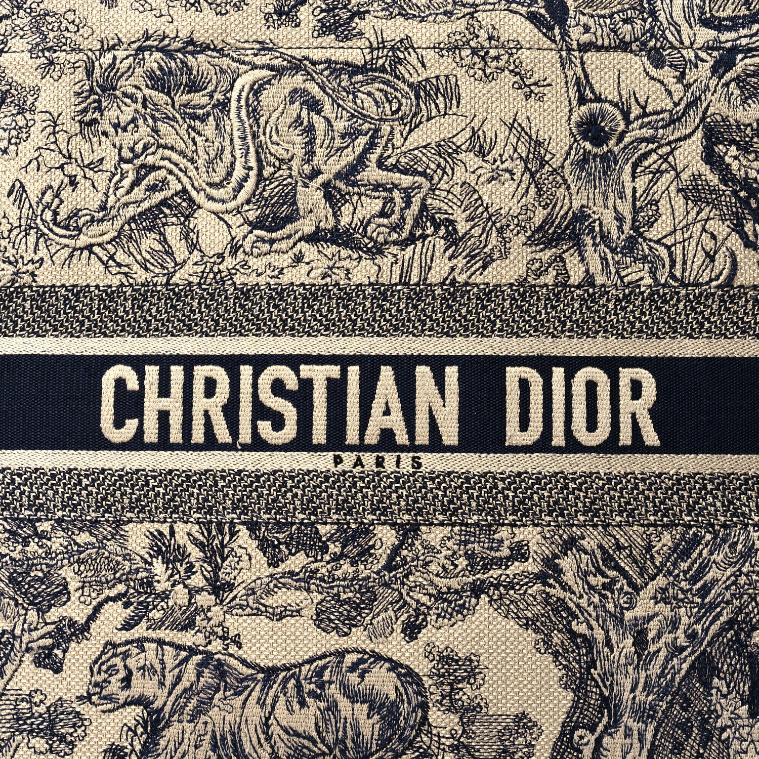 Christian Dior Canvas Embroidered Large Dioriviera Toile De Jouy Book Tote Black 7 of 13
