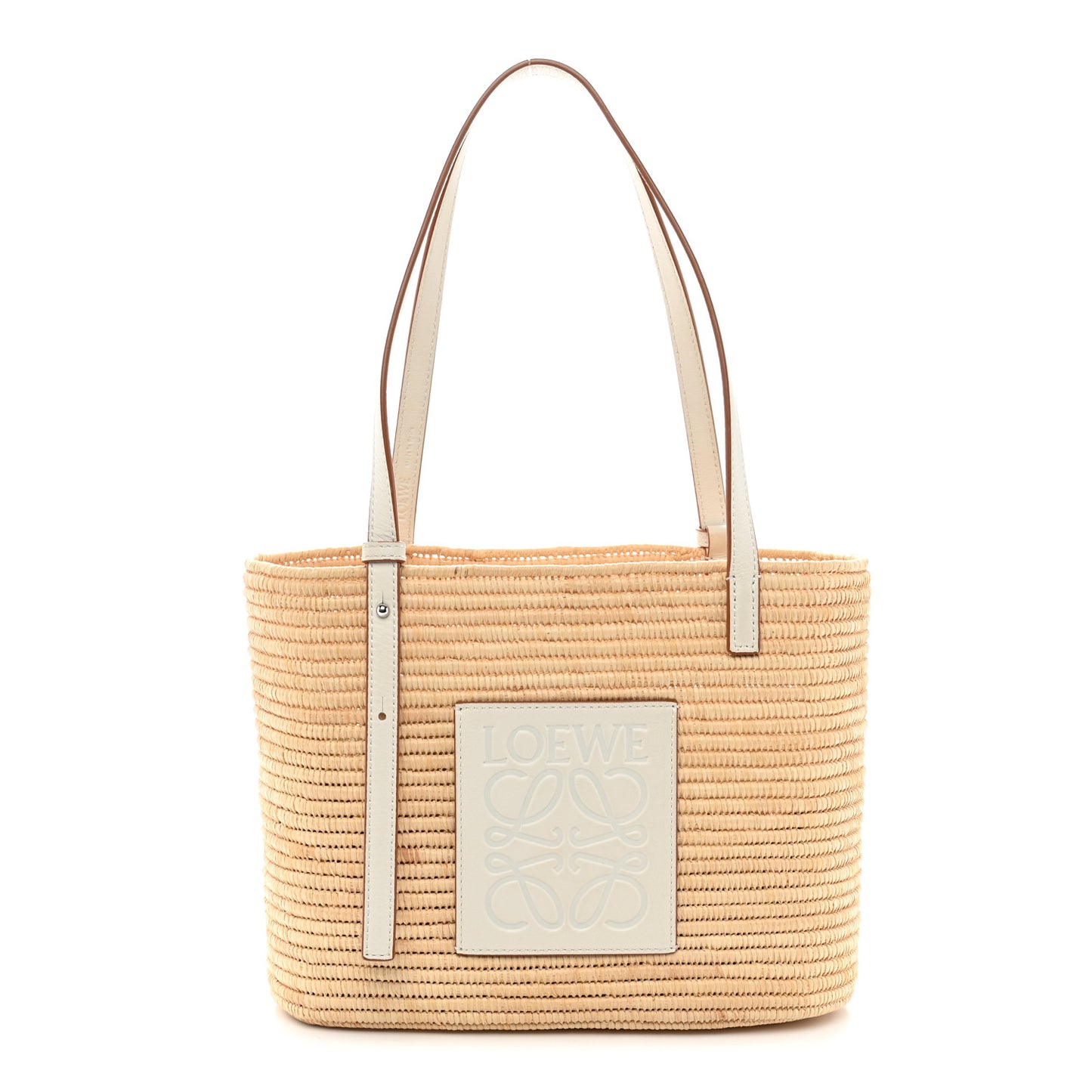 Raffia Square Small Basket Tote Bag Natural White