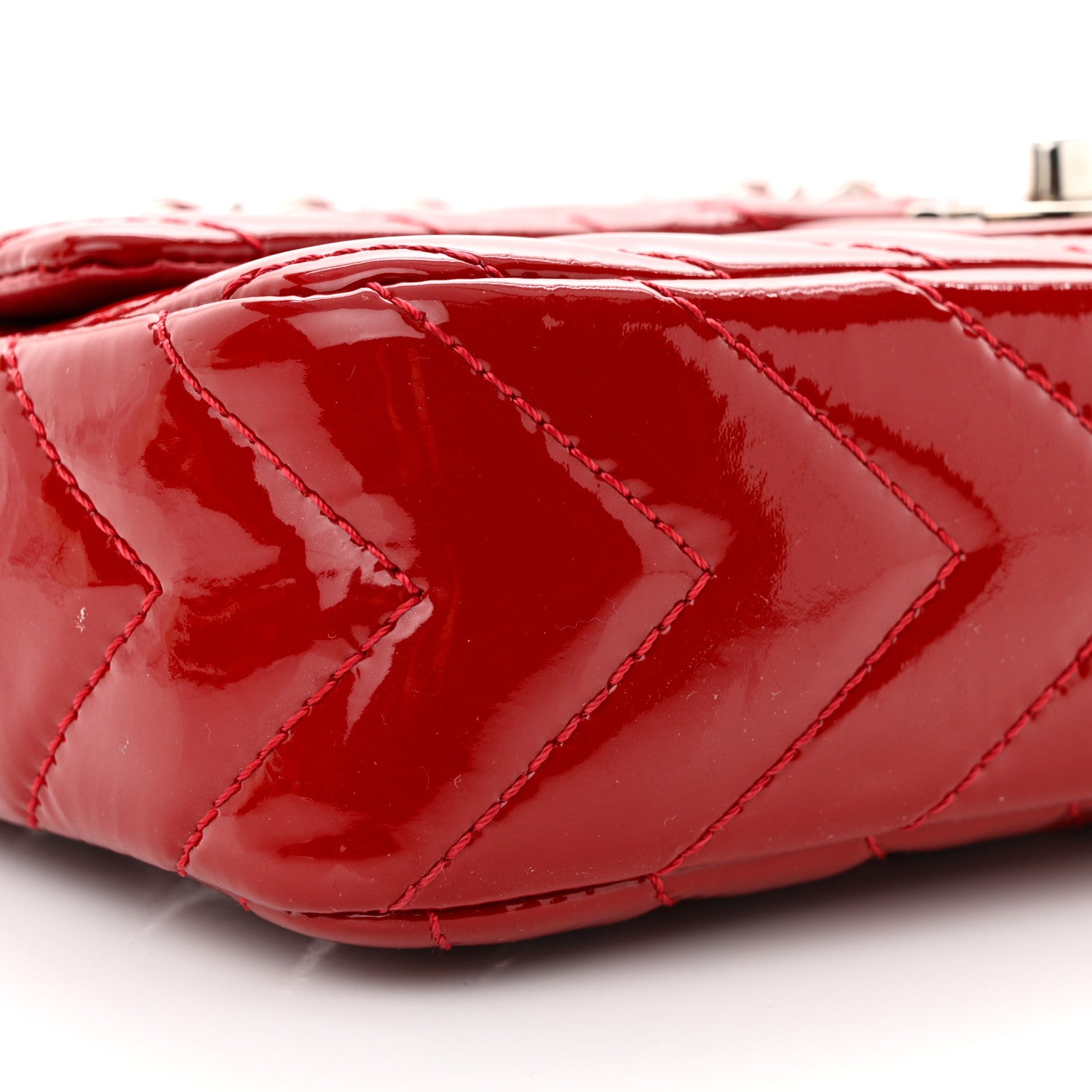 Chanel Patent Chevron Quilted Medium Single Flap Red 9 of 11