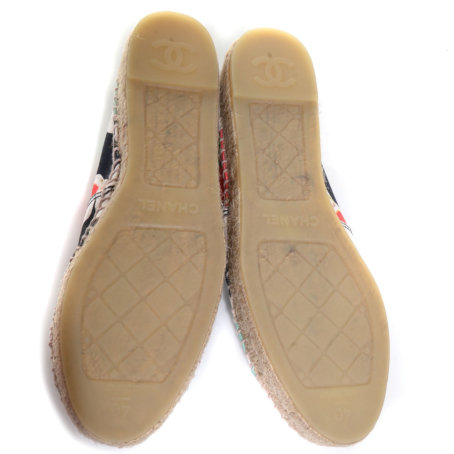 Chanel Printed Canvas Espadrilles 40 White Turquoise Red 5 of 7