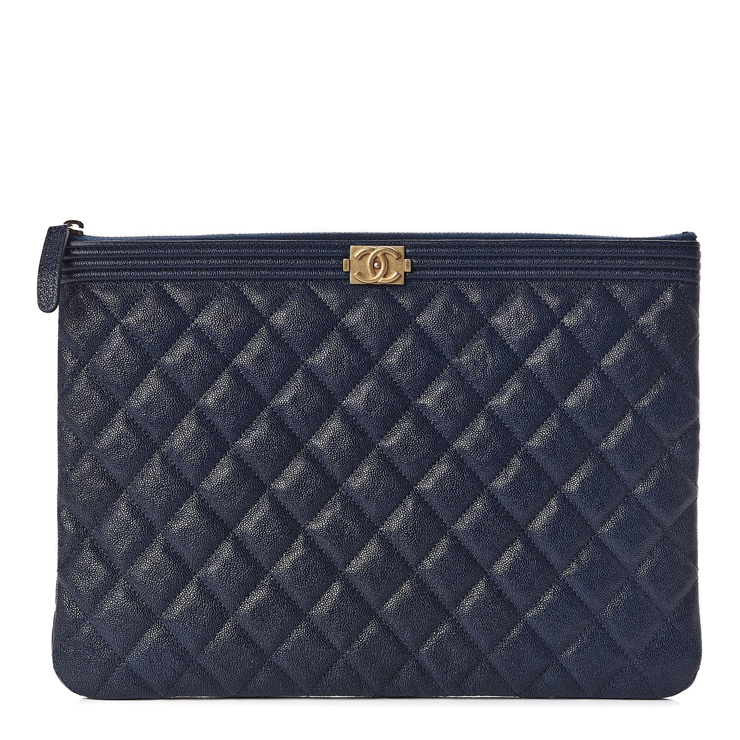 Caviar Quilted Medium Boy Cosmetic Case Navy