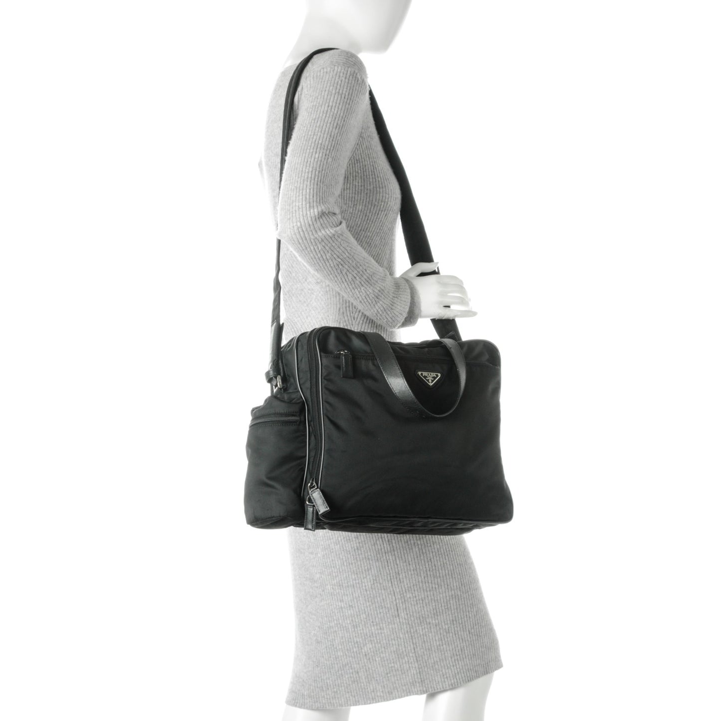 Tessuto Nylon Vela Diaper Bag Black