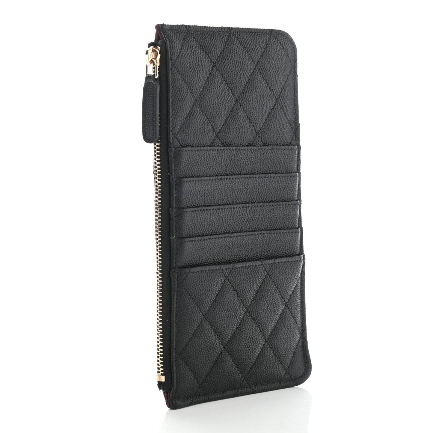Caviar Quilted Classic Flat Wallet Pouch Black