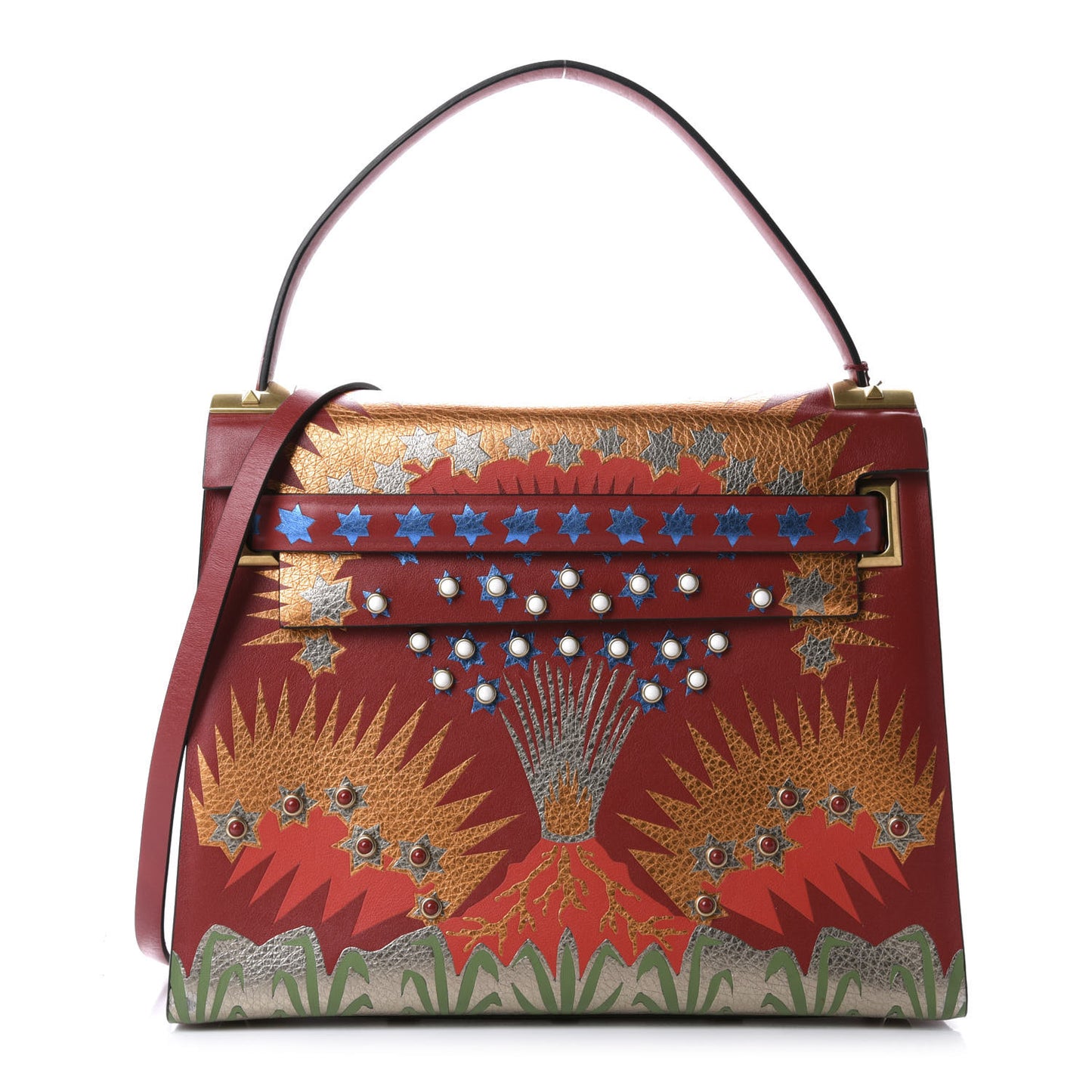 Calfskin Enchanted Wonderland My Rockstud Frame Bag Rosso Valentino