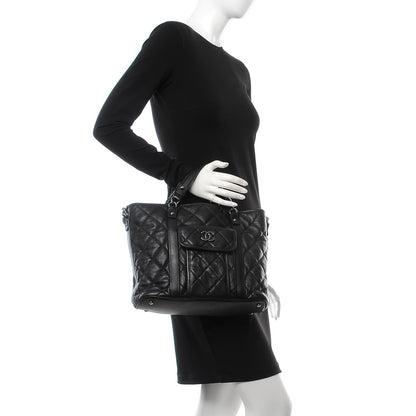 Chanel Calfskin Quilted Small Casual Riviera Tote Black 2 of 10