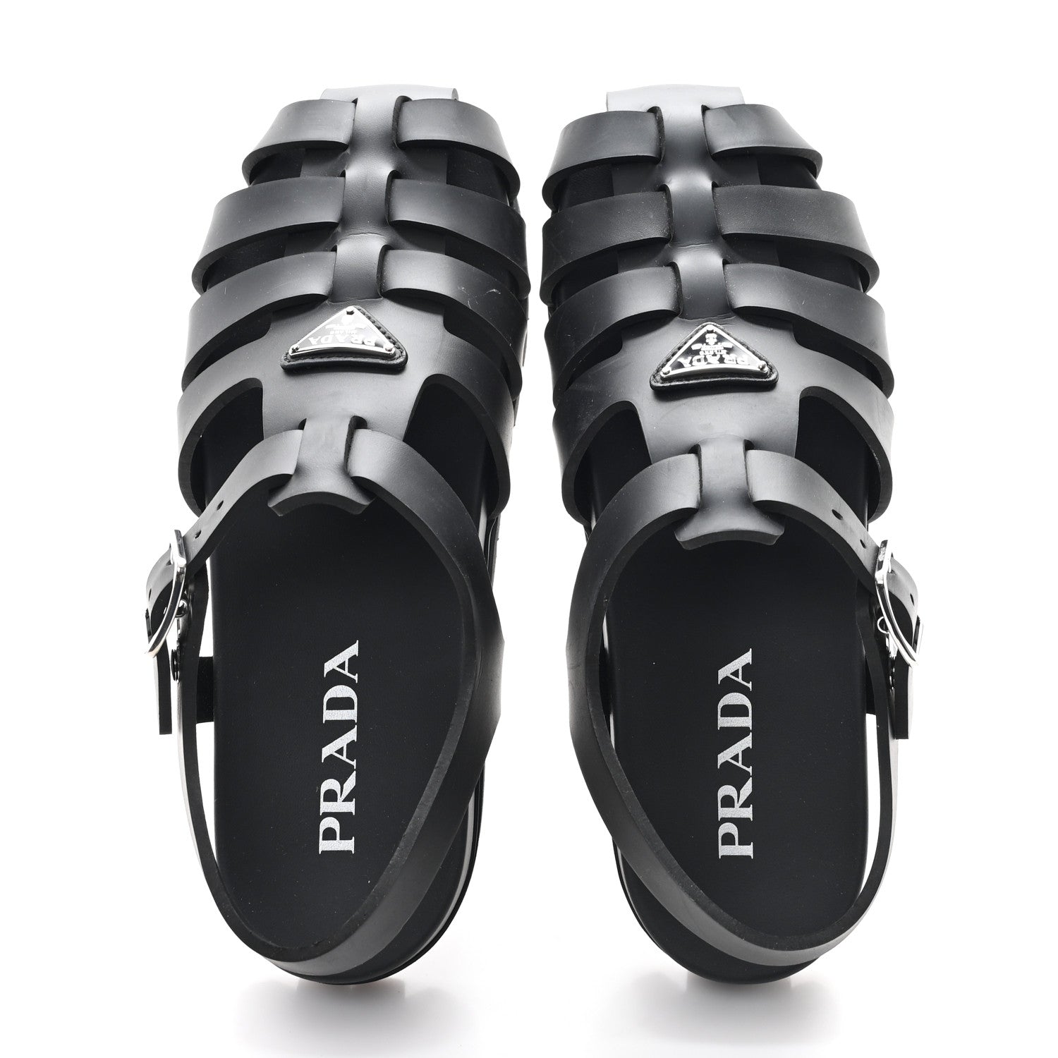 Prada Foam Rubber Triangle 50mm Cage Sandals 40 Black 3 of 10
