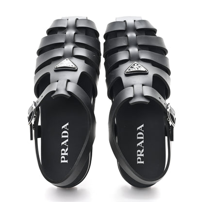 Prada Foam Rubber Triangle 50mm Cage Sandals 40 Black 3 of 10