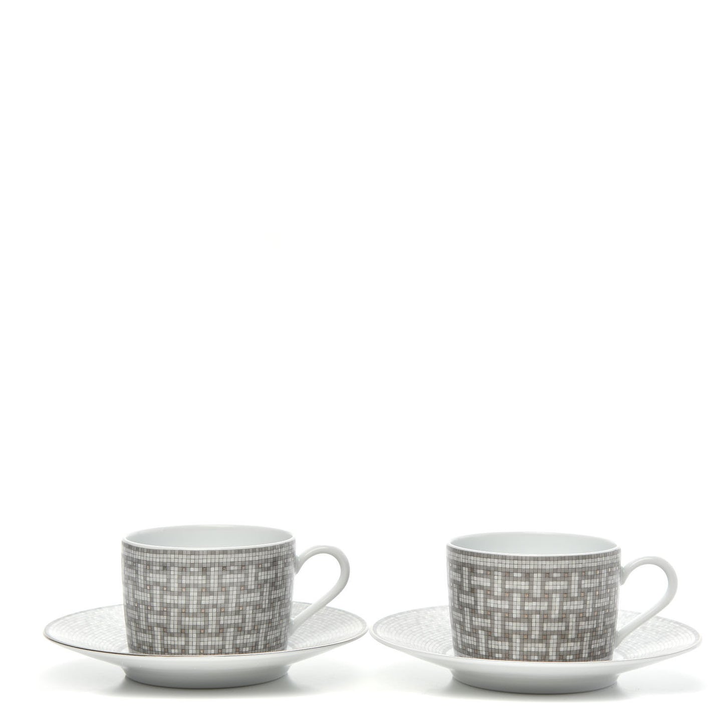 Porcelain Mosaique Au 24 Platine Tea Cup And Saucer Set Of 2 Platinum