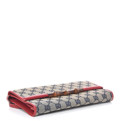 Gucci Monogram Bamboo Bar Clutch Navy Red 4 of 12