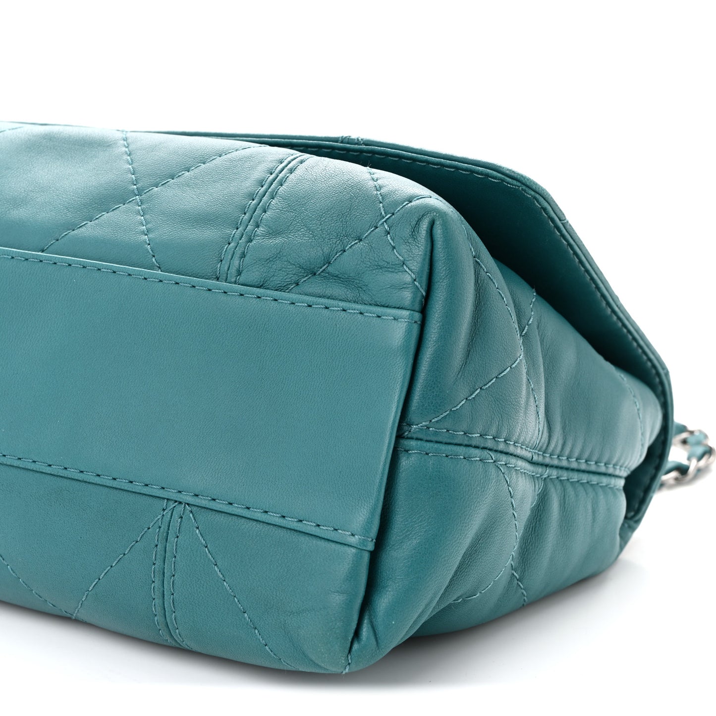Lambskin Quilted Large Soft Touch Flap Green