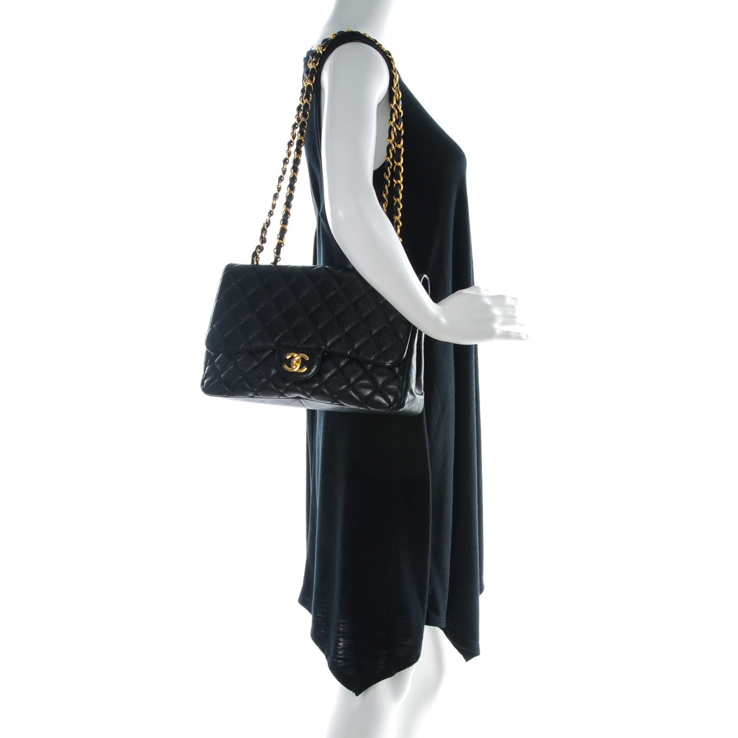 Caviar Quilted Jumbo Single Flap Black