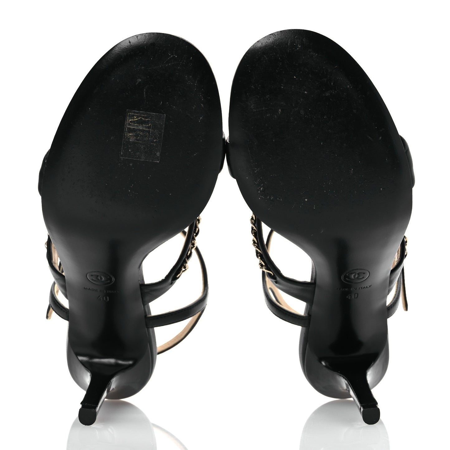 Lambskin Chain Strap Sandals 40 Black
