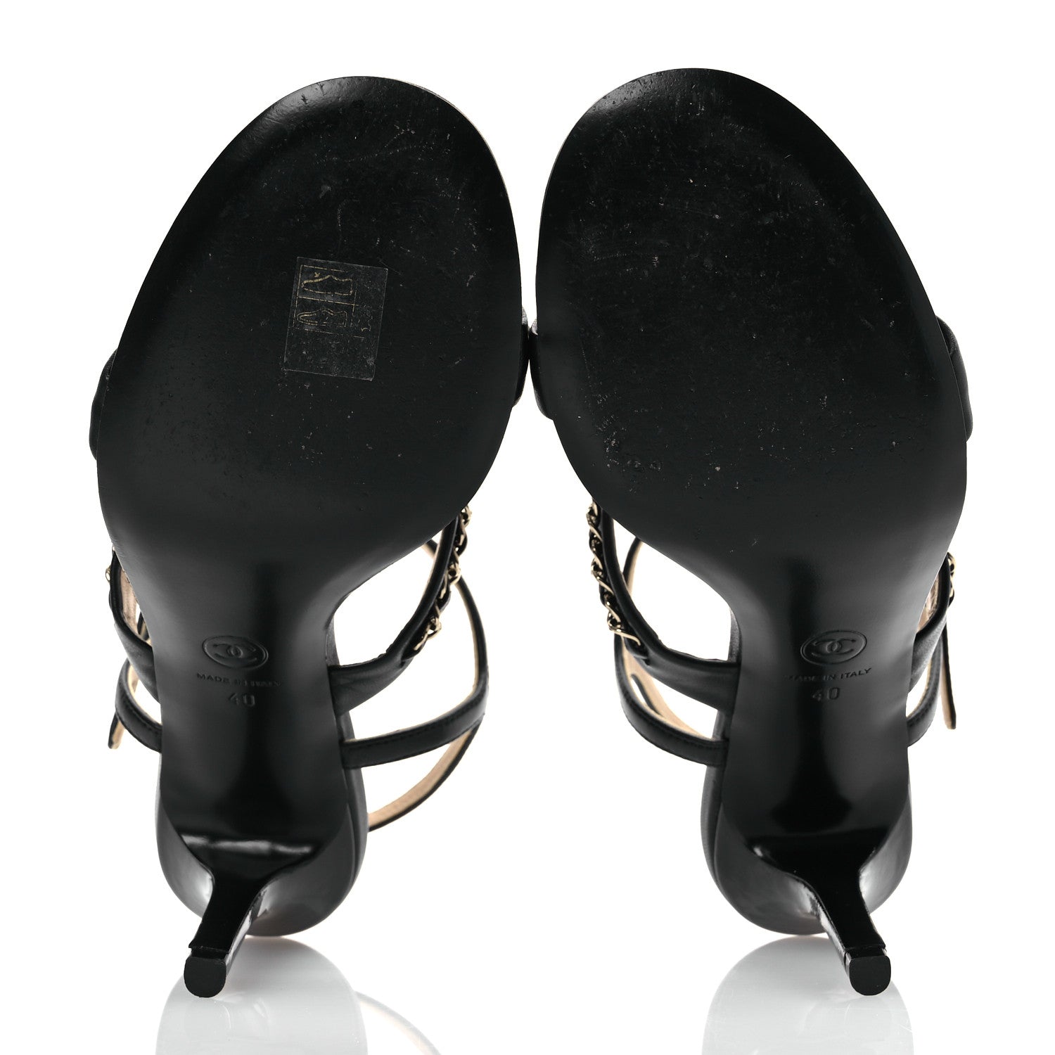 Chanel Lambskin Chain Strap Sandals 40 Black 7 of 14