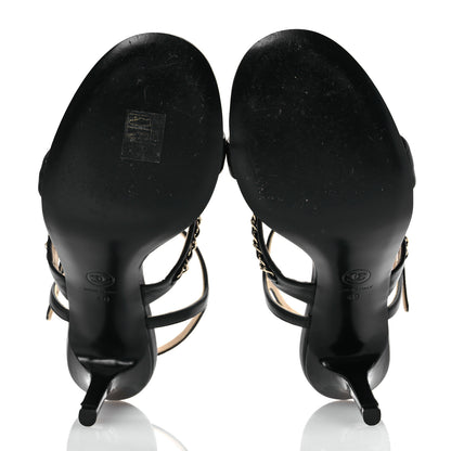 Chanel Lambskin Chain Strap Sandals 40 Black 7 of 14