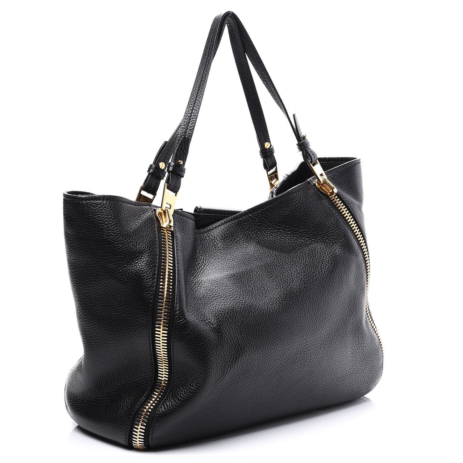 Tom Ford Grained Calfskin Sedgwick Medium Zipper Tote Black 2 of 11