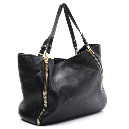 Tom Ford Grained Calfskin Sedgwick Medium Zipper Tote Black 2 of 11