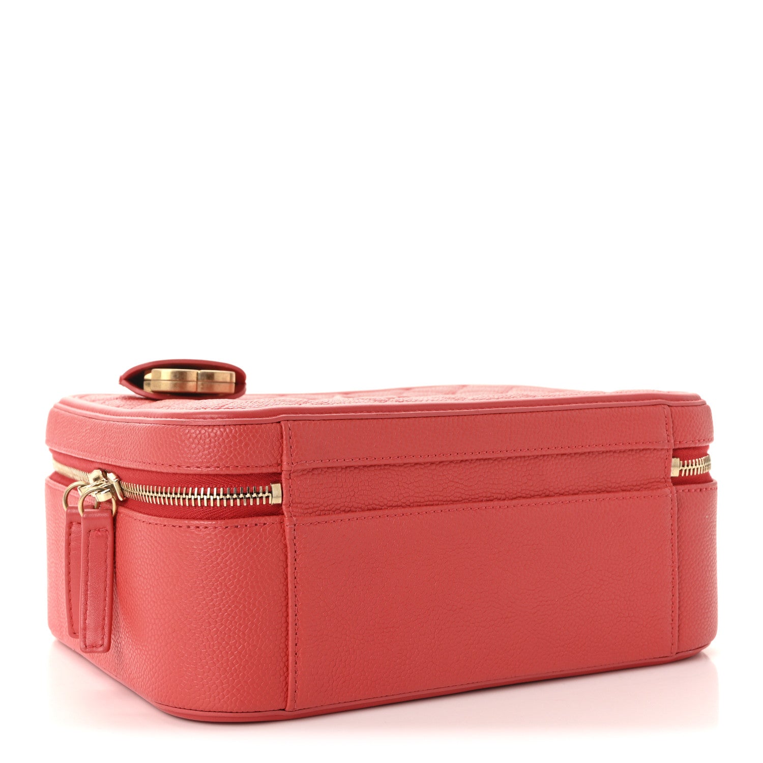 Chanel Caviar Quilted Large CC Filigree Vanity Case Coral 4 of 10