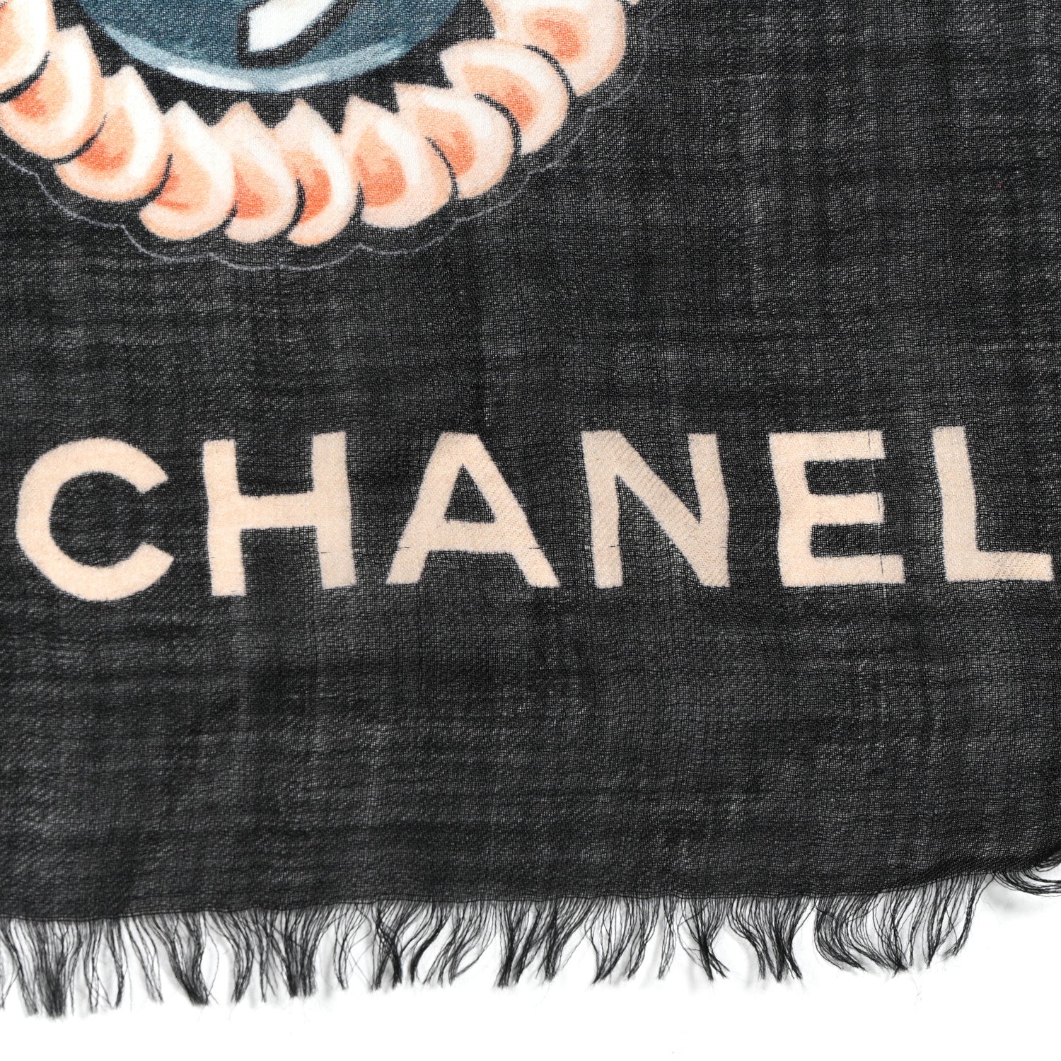 Chanel Cashmere Fringe Scarf Black 2 of 5