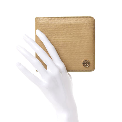 Chanel Grained Calfskin CC Button Bi-Fold Wallet Beige 2 of 9
