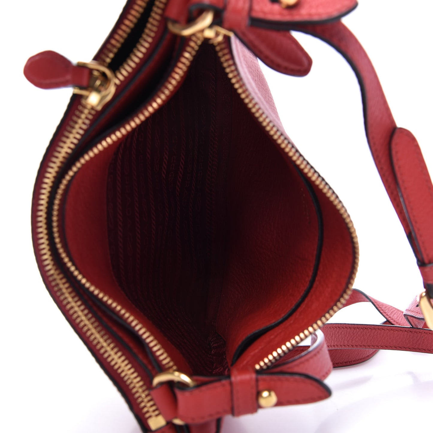 Vitello Phenix Double Zip Crossbody Bag Scarlatto