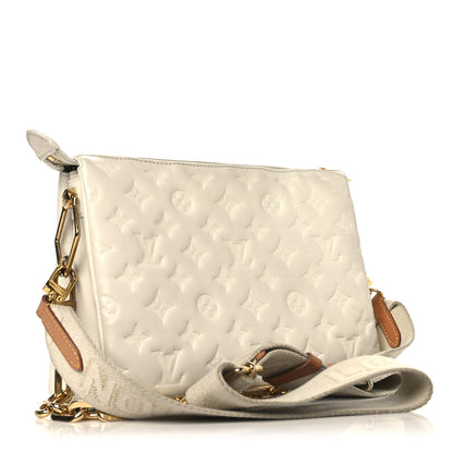 Louis Vuitton Lambskin Embossed Monogram Coussin PM Beige Cream 3 of 17