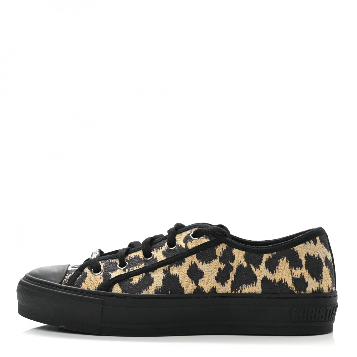 Christian Dior Cotton Mizza Embroidered Walk'N'Dior Low Top Sneakers 38 Natural Black 1 of 8