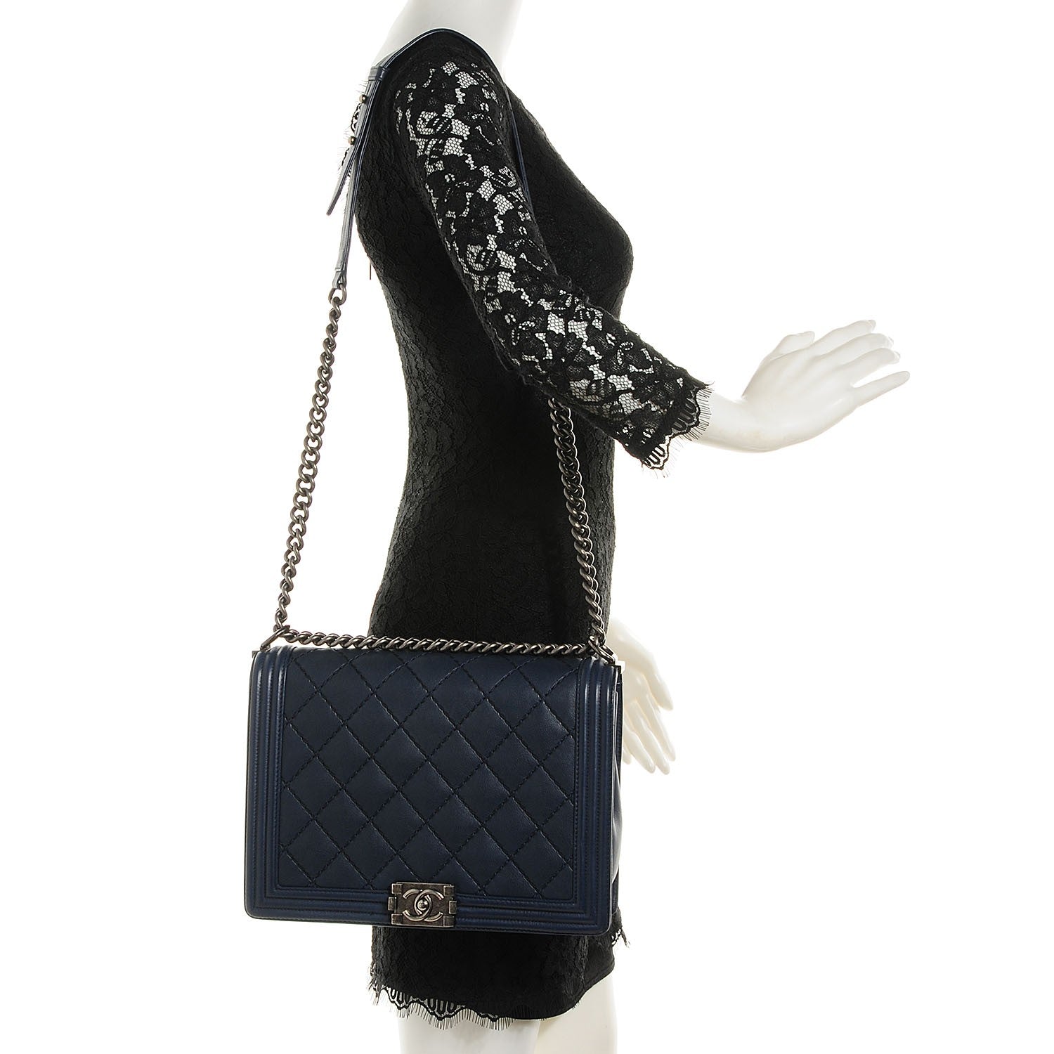 Chanel Calfskin Quilted Large Boy Flap Navy 2 of 8