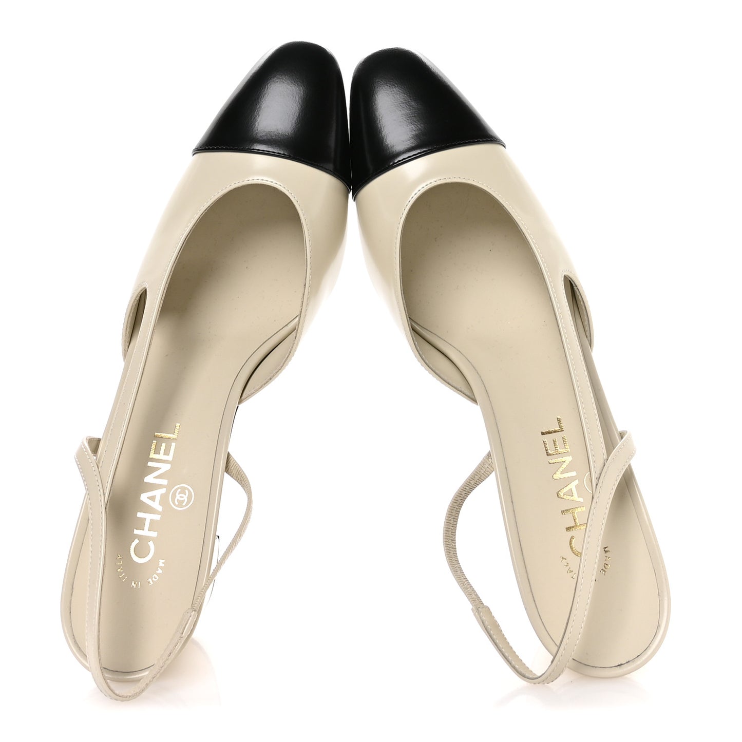 Lambskin Cap Toe CC Slingback Pumps 41 White Black