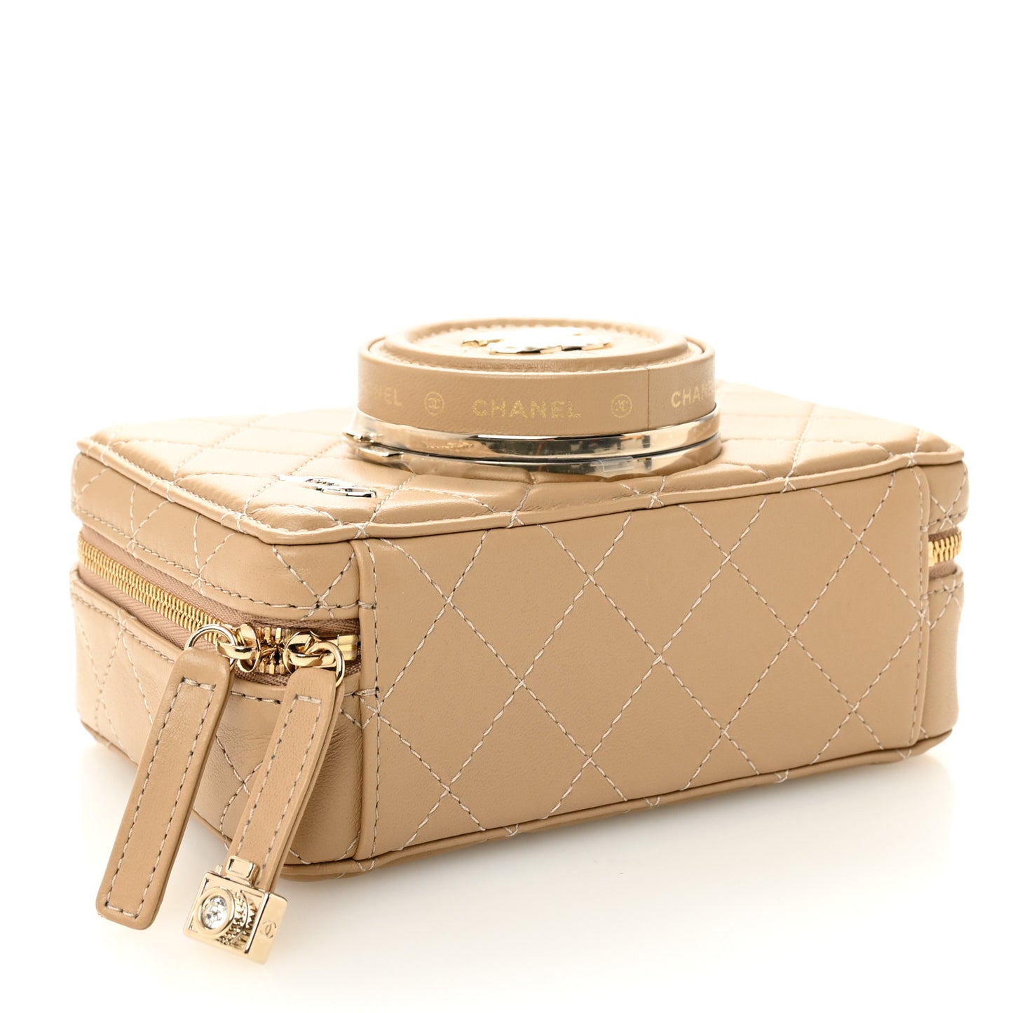 Lambskin Quilted Coco Click Bag Dark Beige