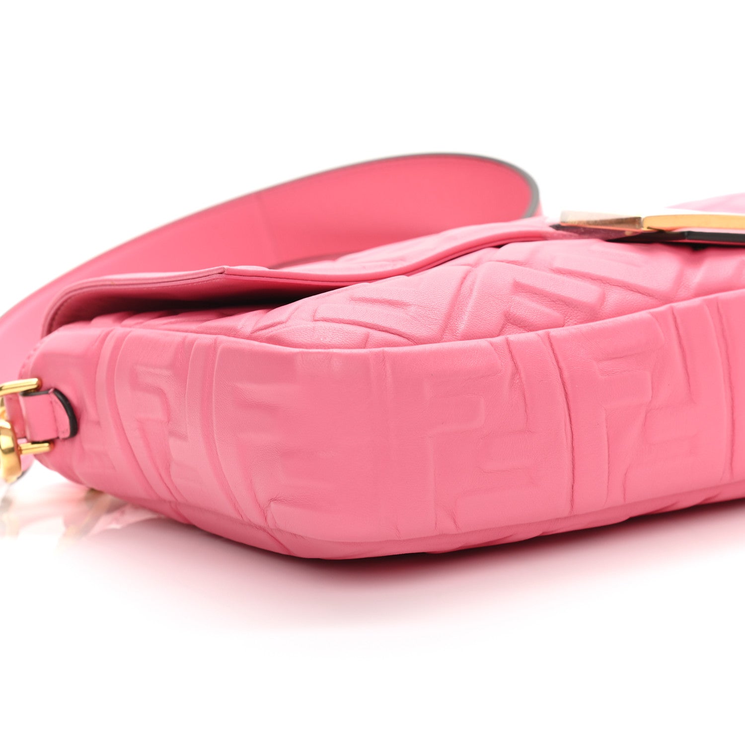 Fendi Nappa FF 1974 Embossed Large Baguette Rosa Fluo 9 of 10