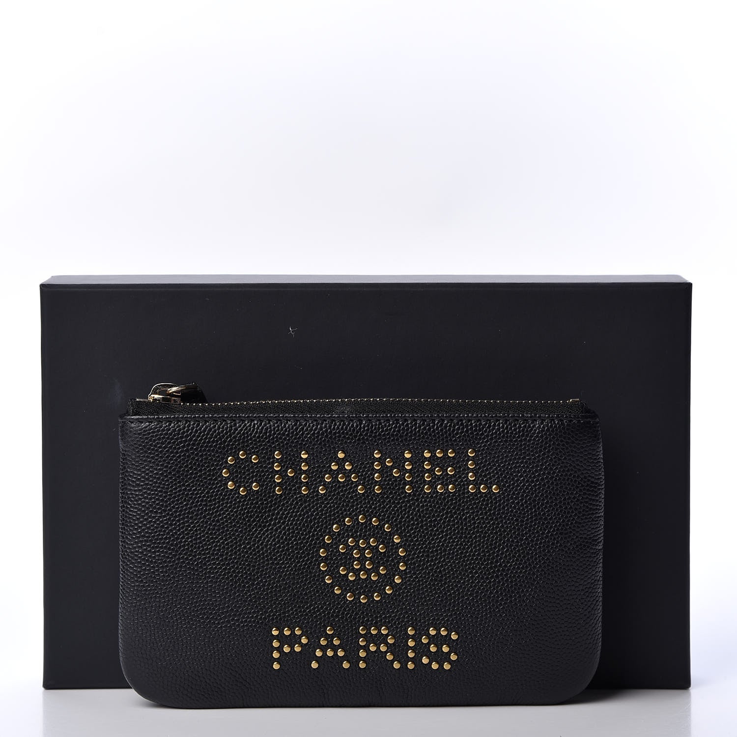 Chanel Caviar Studded Deauville Cosmetic Pouch Black 9 of 9