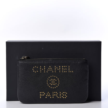Chanel Caviar Studded Deauville Cosmetic Pouch Black 9 of 9