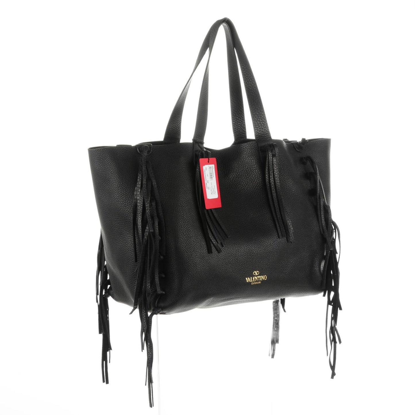 Grained Calfskin C-Rockee Fringe Tote Black